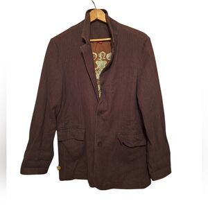 Vintage 2004 Mossimo 100% Cotton Relaxed Brown oversize Striped Blazer Large Y2K